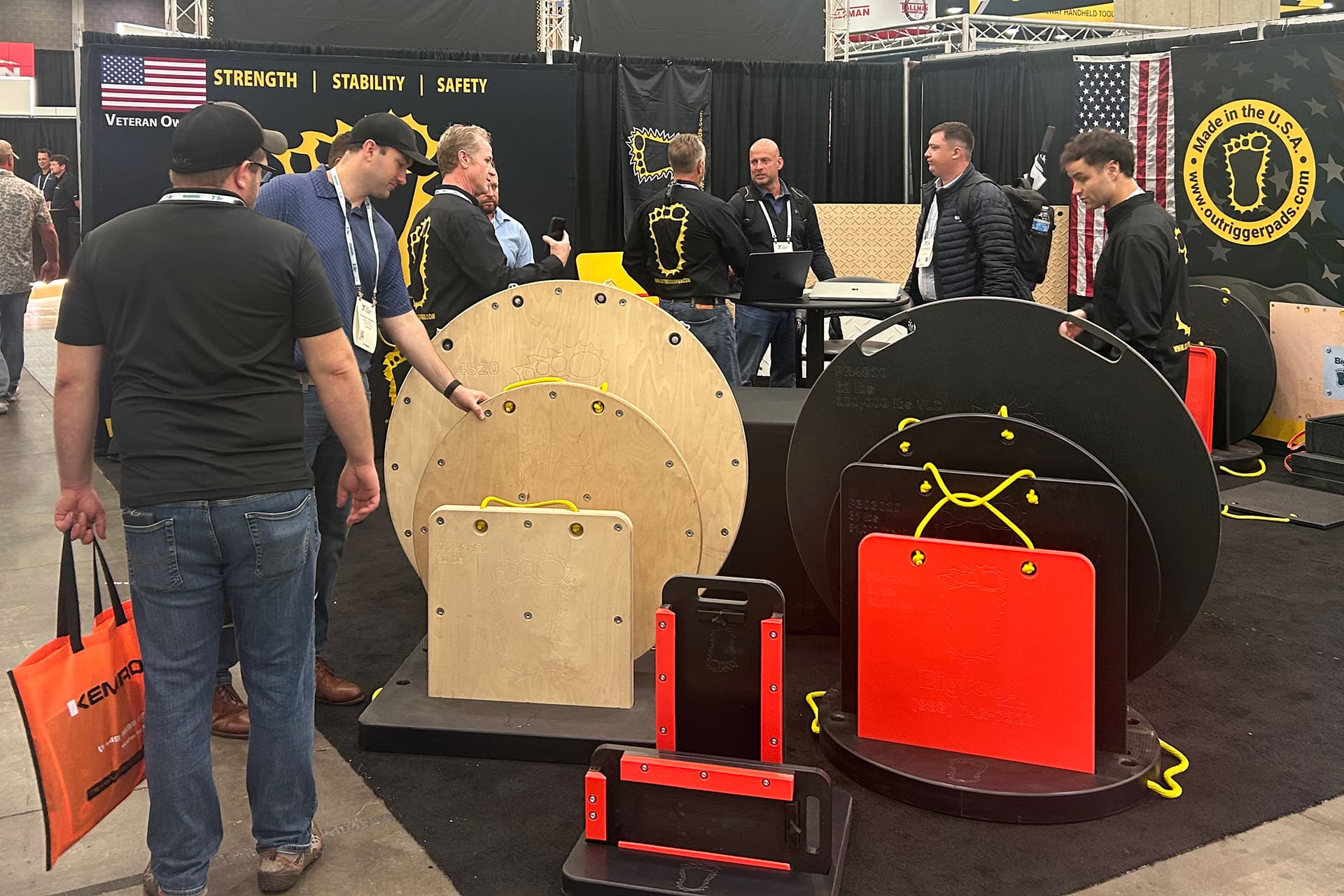 Bigfoot Outrigger Pad booth at industry specific trade show